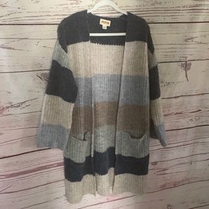 Pepin Striped Cardigan in Gray, Cream, and Brown